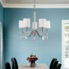 Homezia Lily 5-light Polished Nickel Chandelier With Fabric Shades And Crystal Accents
