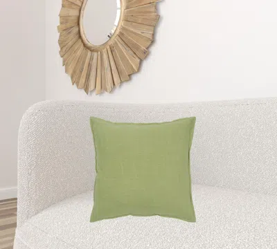 Homezia Lime Green Flange Edged Modern Throw Pillow