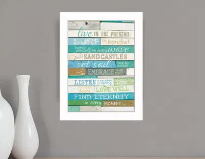 Homezia Live In The Present 2 White Framed Print Wall Art