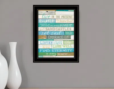 Homezia Live In The Present 3 Black Framed Print Wall Art In Multi