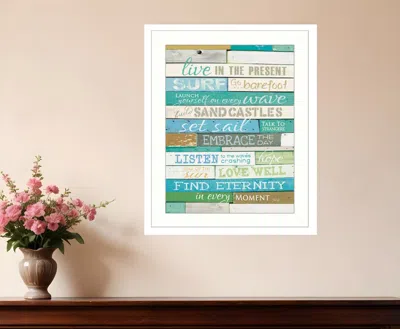 Homezia Live In The Present 4 White Framed Print Wall Art In Multi
