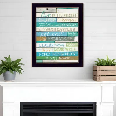 Homezia Live In The Present 6 Black Framed Print Wall Art