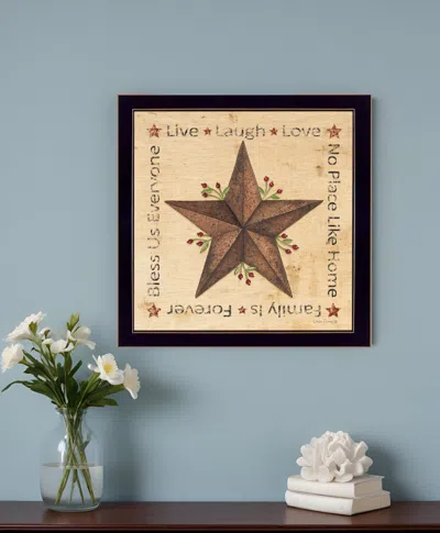 Homezia Live Laugh Love Barn Star Black Framed Print Wall Art