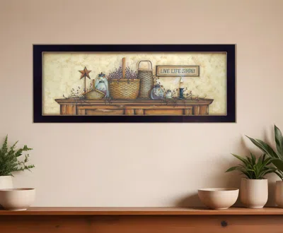 Homezia Live Life Simply Black Framed Print Wall Art In Neutral