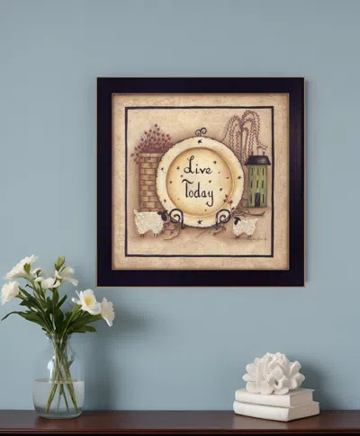 Homezia Live Today 1 Black Framed Print Wall Art In Neutral