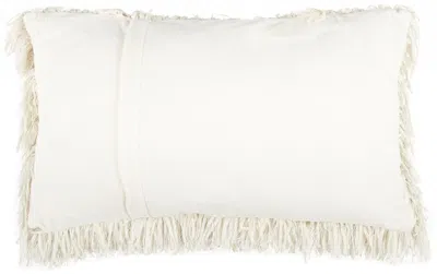 Homezia Long Ivory Shag Throw Pillow