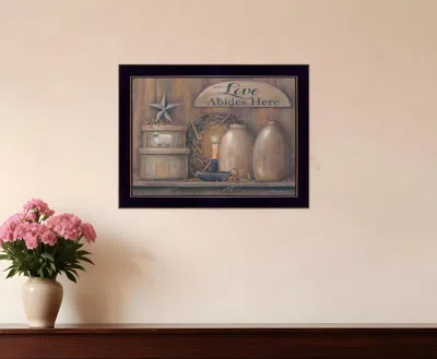 Homezia Love Abides Here Shelf 1 Black Framed Print Wall Art In Multi