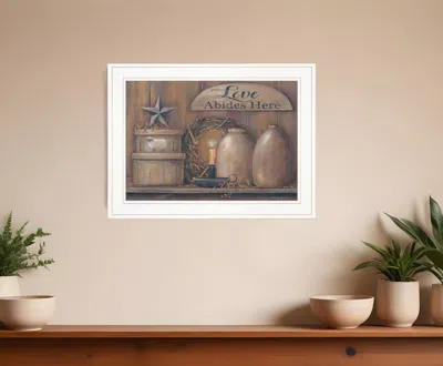 Homezia Love Abides Here Shelf 2 White Framed Print Wall Art
