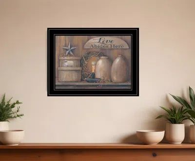 Homezia Love Abides Here Shelf 3 Black Framed Print Wall Art