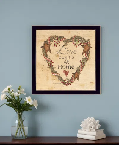 Homezia Love Begins At Home 1 Black Framed Print Wall Art In Multi