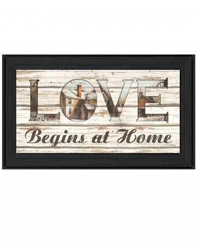 Homezia Love Begins At Home 2 Black Framed Print Wall Art