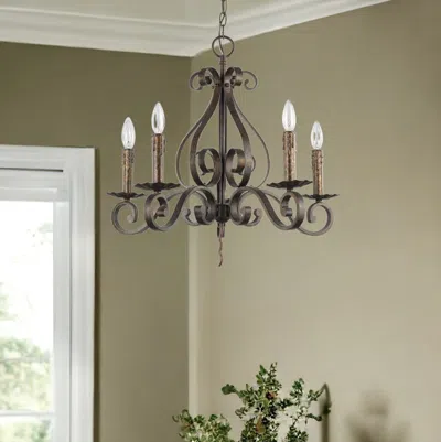 Homezia Lydia 5-light Russet Chandelier With Melted Wax Tapers In Brown