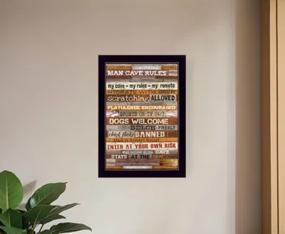 Homezia Man Cave Rules 1 Black Framed Print Wall Art In Multi