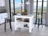 Homezia Marble And White Kitchen Island With Three Storage Shelves
