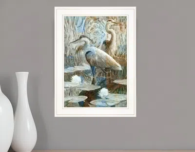 Homezia Marsh Herons Ii 1 White Framed Print Wall Art In Multi