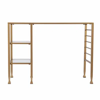 Homezia Matt Gold And Glass Writing Desk