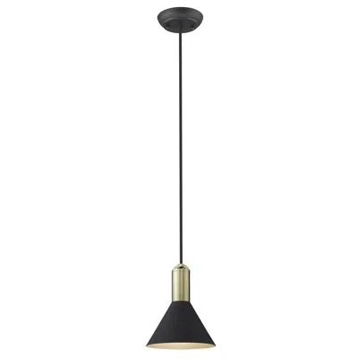 Homezia Matte Black And Gold Conical Pendant Hanging Light In Brown