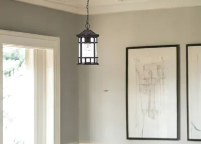 Homezia Matte Black Canister Hanging Light In Green