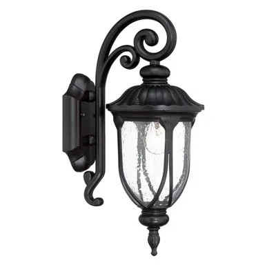 Homezia Matte Black Cast Aluminum Glass Lantern Wall Sconce