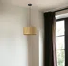 Homezia Matte Black Cork Shade Modern One Light Hanging Pendent Lamp