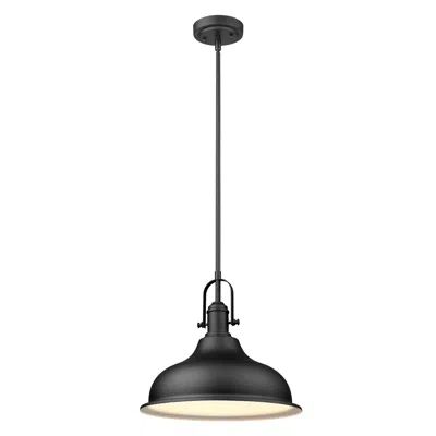Homezia Matte Black Hanging Light With Dome Shade