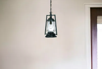 Homezia Matte Black Oil Lamp Hanging Light In Green