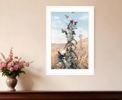 Homezia Meadow Butterflies 1 White Framed Print Wall Art