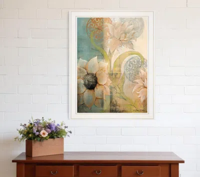Homezia Meandering Flowers I 1 White Framed Print Wall Art