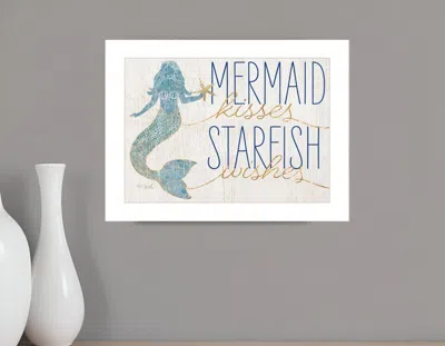Homezia Mermaid Kisses Starfish Wishes 1 White Framed Print Wall Art