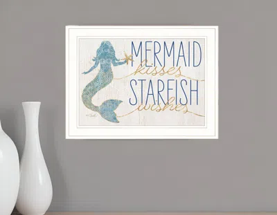 Homezia Mermaid Kisses Starfish Wishes 2 White Framed Print Wall Art