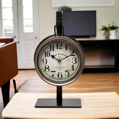 Homezia Metallic Brown Metal Hanging Desk Table Clock