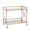 Homezia Metallic Gold Metal And Mirrored Glass Bar Cart