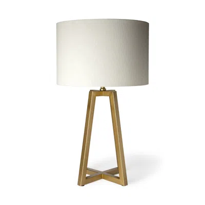 Homezia Metallic Gold Tone Geometric Table Lamp In Neutral
