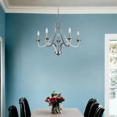 Homezia Michelle 5-light Polished Nickel Chandelier In Black