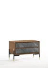 Homezia Mid Century Walnut And Gray Faux Marble Two Drawer Nightstand