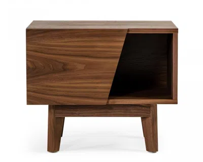 Homezia Mid Century Walnut Light Brown Nightstand With One Drawer And One Shelf
