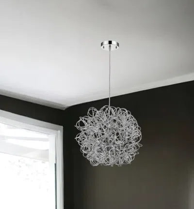 Homezia Mingle 3-light Polished Chrome Pendant With Faceted Chrome Aluminum Wire Shade In Gray