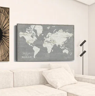 Homezia Minimalist World Map Unframed Print Wall Art In White