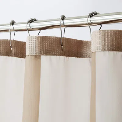 Homezia Mocha Sheer And Grid Shower Curtain And Liner Set