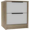 Homezia Mod Light Oak And White Two Drawer Nightstand