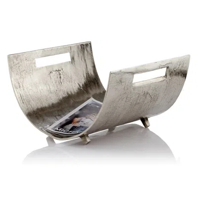 Homezia Modern Brushed Raw Silver Magazine Basket