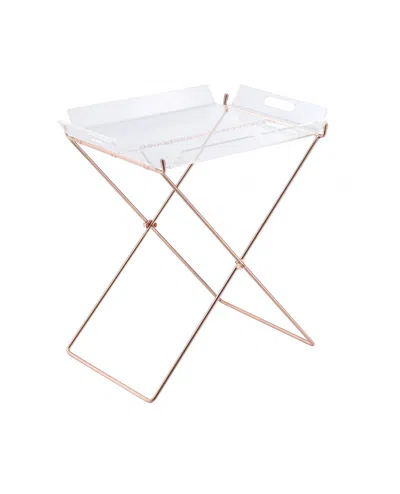 Homezia Modern Clear Acrylic Copper Tray Table