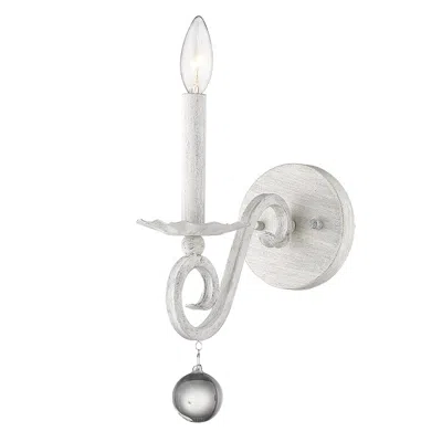 Homezia Modern Farmhouse Rustic White And Crystal Wall Sconce