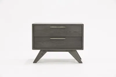 Homezia Modern Gray Wash Nightstand With Two Drawers
