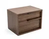 Homezia Modern Light Brown Walnut Nightstand With Two Drawers