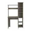 Homezia Modern Light Gray Office Desk With Storage Cabinet
