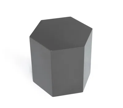 Homezia Modern Light Grey High Gloss Hexagonal End Table In Black
