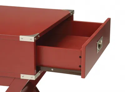 Homezia Modern Red X Shape Wooden Storage End Table