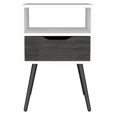 Homezia Modern Smokey Oak And White Bedroom Nightstand In Gray