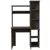 Homezia Modern Smokey Oak Office Desk With Storage Cabinet